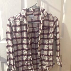 Red and white button up I’m a size large for kids